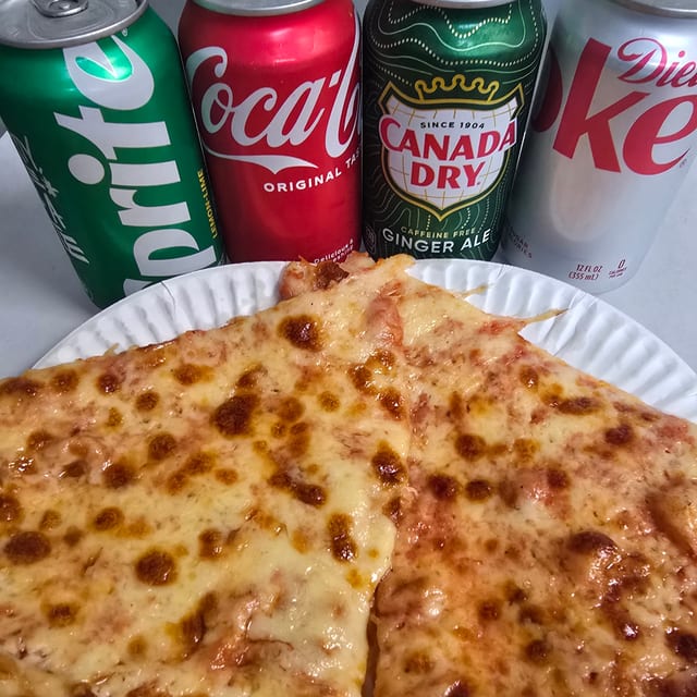 2 Slices of Cheese and a Can of Soda.