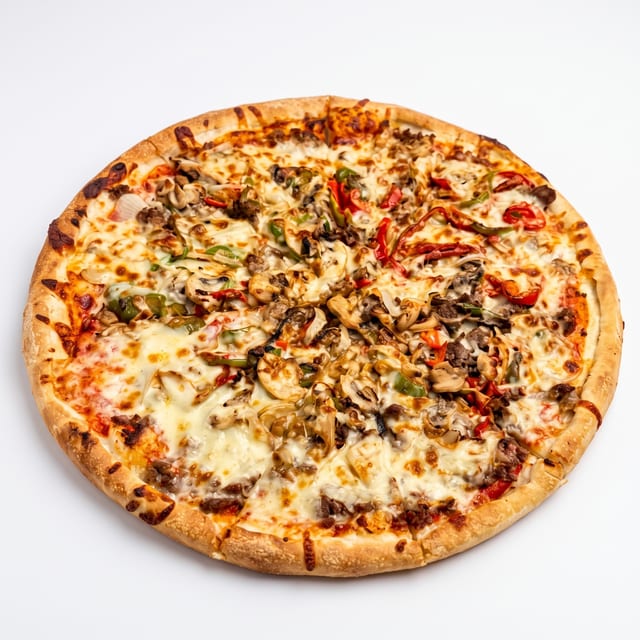 Original Steak Cheese Pizza.